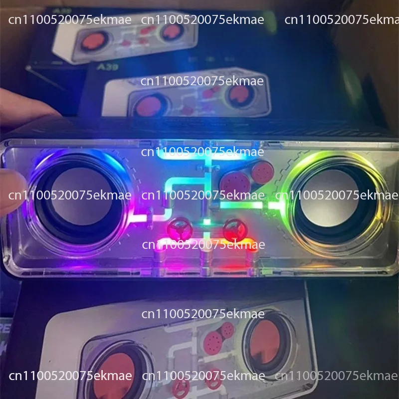Dual speaker transparent mecha wireless bluetooth speaker cyberpunk style