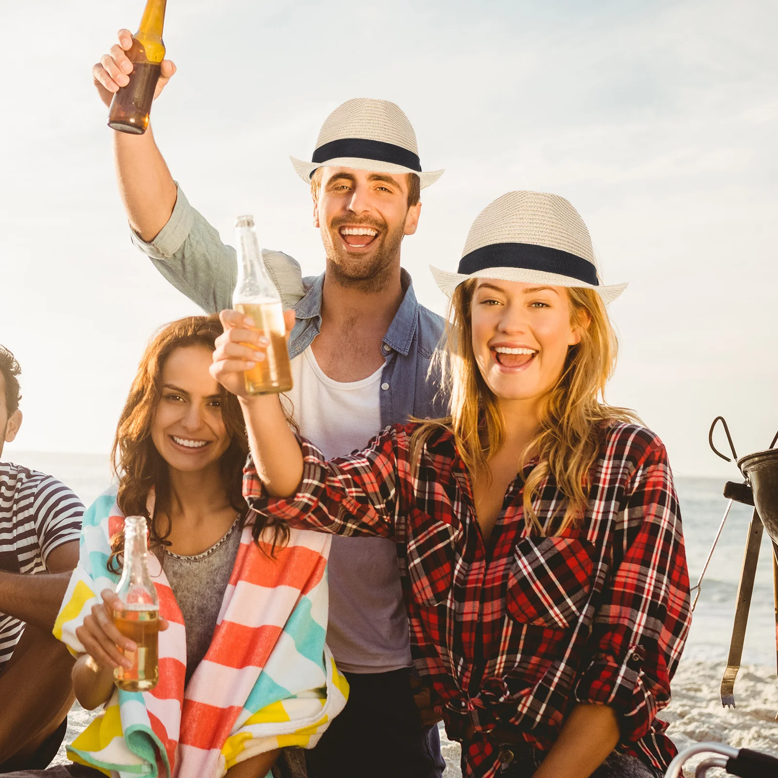 

Short Brim Woven Straw Hat Foldable Lightweight Sun Hat for Men Women Summer Beach Camping Outdoor