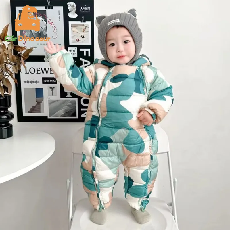 2026 Winter Warm NewBorn Baby 3M 6M 9M 12M 18M 24M Toddler Kids Plus Velvet Jumpsuit Pattern Thick Boys Girls Rompers With Shoes