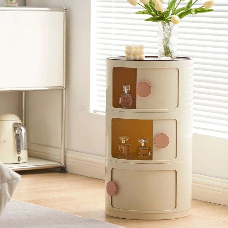 

Modern Home Minimalist Storage Rack Storage Locker Living Room Cabinets Three Layer Plastic Cabinet Bedside Table Nightstand