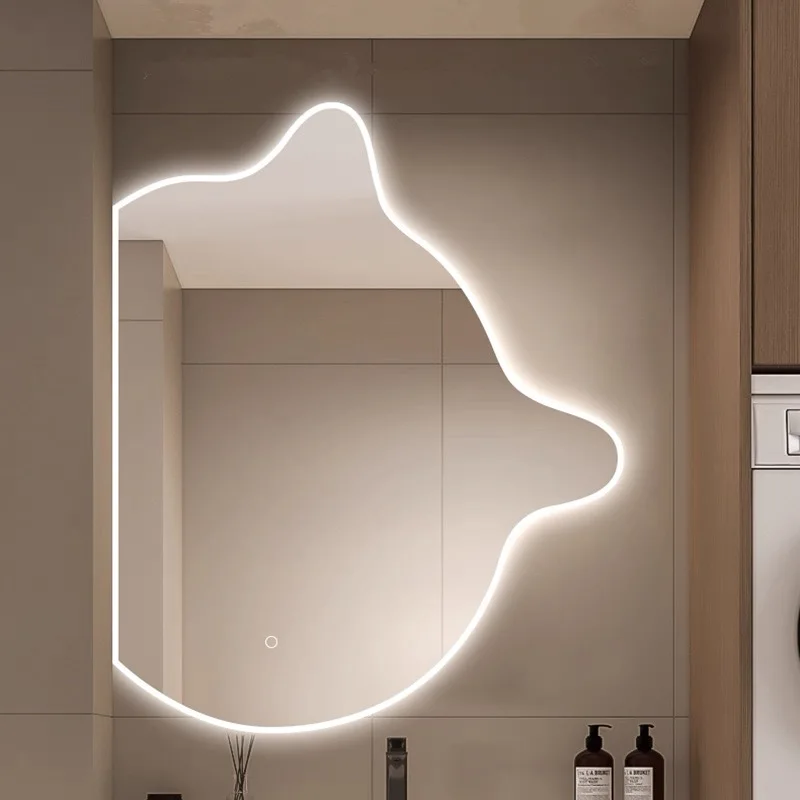 Smart LED Touch Irregular Bathroom Mirror Wall Mounted Makeup Vanity Mirror For Toilet Salon Dressing Table