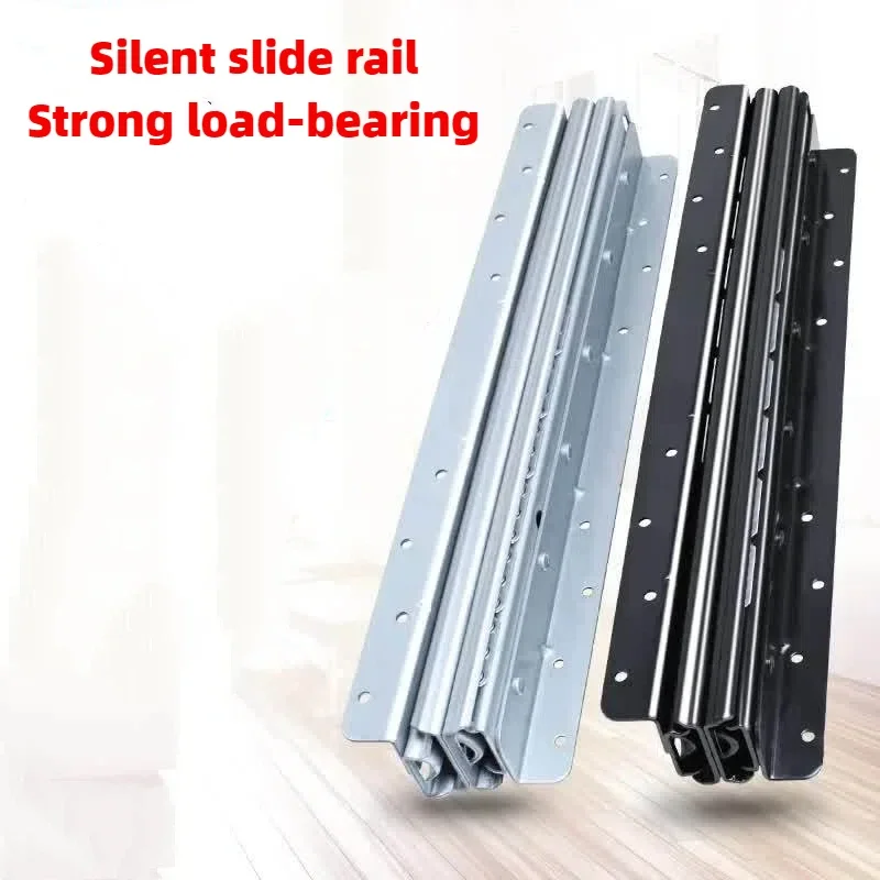 1 Pair Undermount Heavy Duty Drawer Slides Rail Bottom Mounted Full Extension Hidden Drawer Runner Ball Bearing 16 24 32 40 Inch