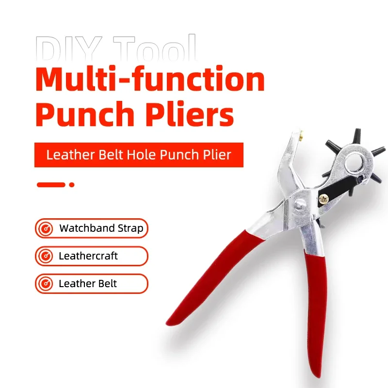 Multi-function Punch Pliers Leather Belt Hole Punch Plier Round Hole Oval Hole DIY Tool Watchband Strap Household Leathercraft