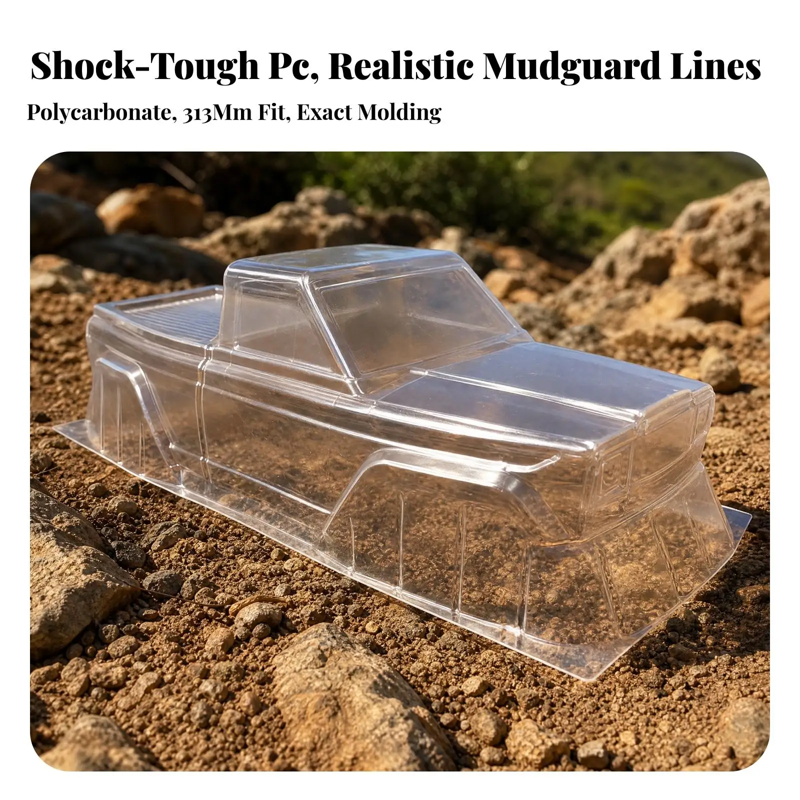 RC Car Part Unpainted 1/10 Scale Polycarbonate Pickup Body Shell Impact-Resistant for Trail Builds