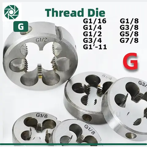 LIYU 파이프 나사 다이 미터법 라운드 다이 G 오른손 절삭 공구 합금강 G1/16 G1/8 G1/4 G3/8 G1/2 G5/8 G3/4 G7/8 G1''