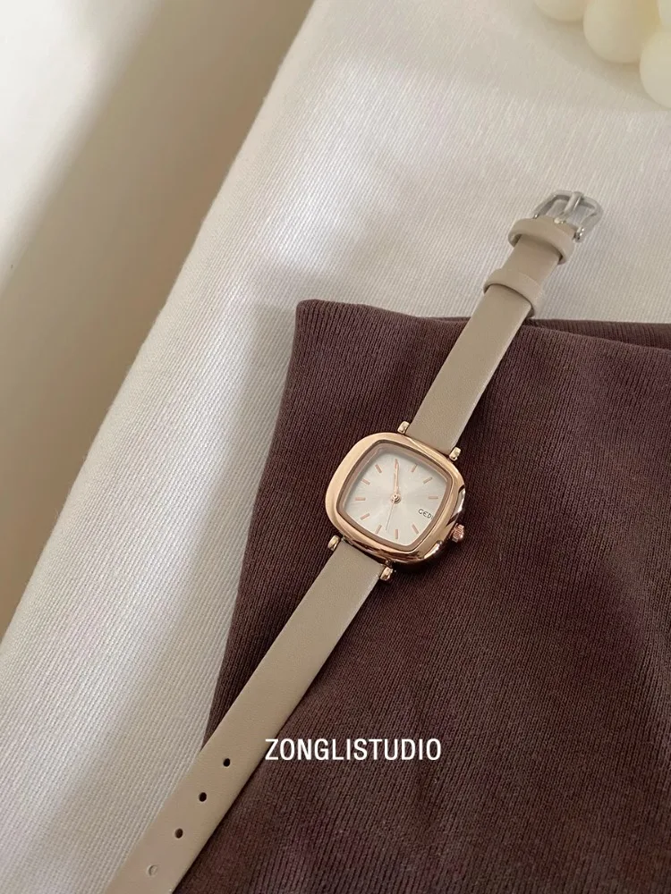 2025 New Women Quartz Watch Fashionable Square Leather Casual Minimalist Style Rose Gold Watch Girls for Watch