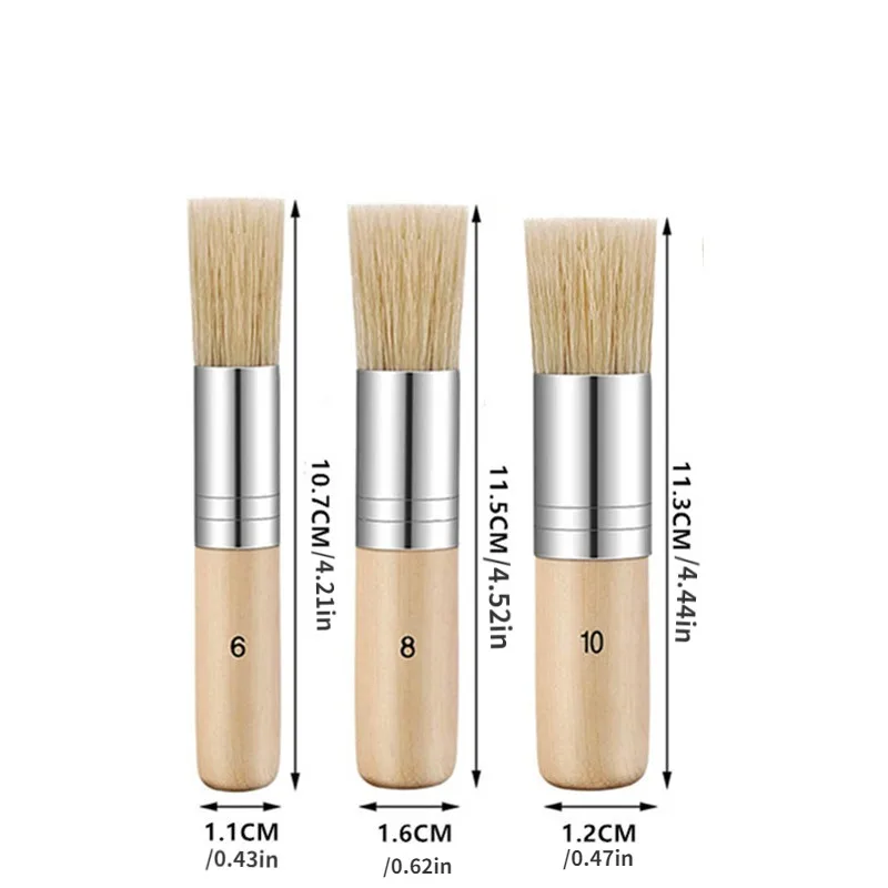 Wooden Template Brush Three Piece Set, Three Sizes of Pure Natural Bristle Paint Brush, Very Suitable for Oil Painting