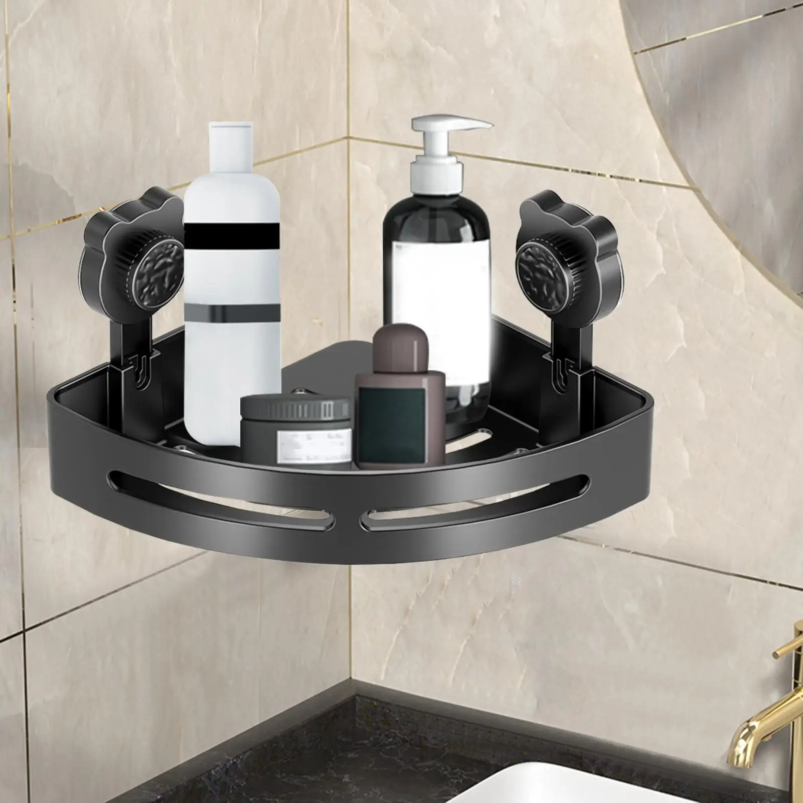 Triangle Shower Shelf Suction Cup Storage Organization Triangle Shower Wall Hoder for Bathroom Kitchen Toilet Laundry Room Home