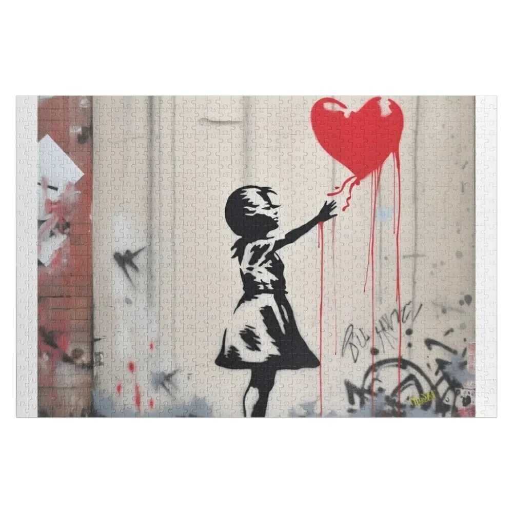 Bansky street menina quebra-cabeça personalizado crianças presentes brinquedos personalizados woodens para adultos quebra-cabeça