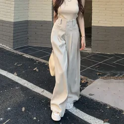 Lucyever High Waist Wide Leg Pants Women Vintage Streetwear Baggy Floor-Length Pants Spring Autumn Korean Style Casual Trousers