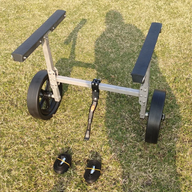 Foldable Kayak Trolley Portable Iron Canoe Cart with Orange Wheels Easy Transport for Water Sports