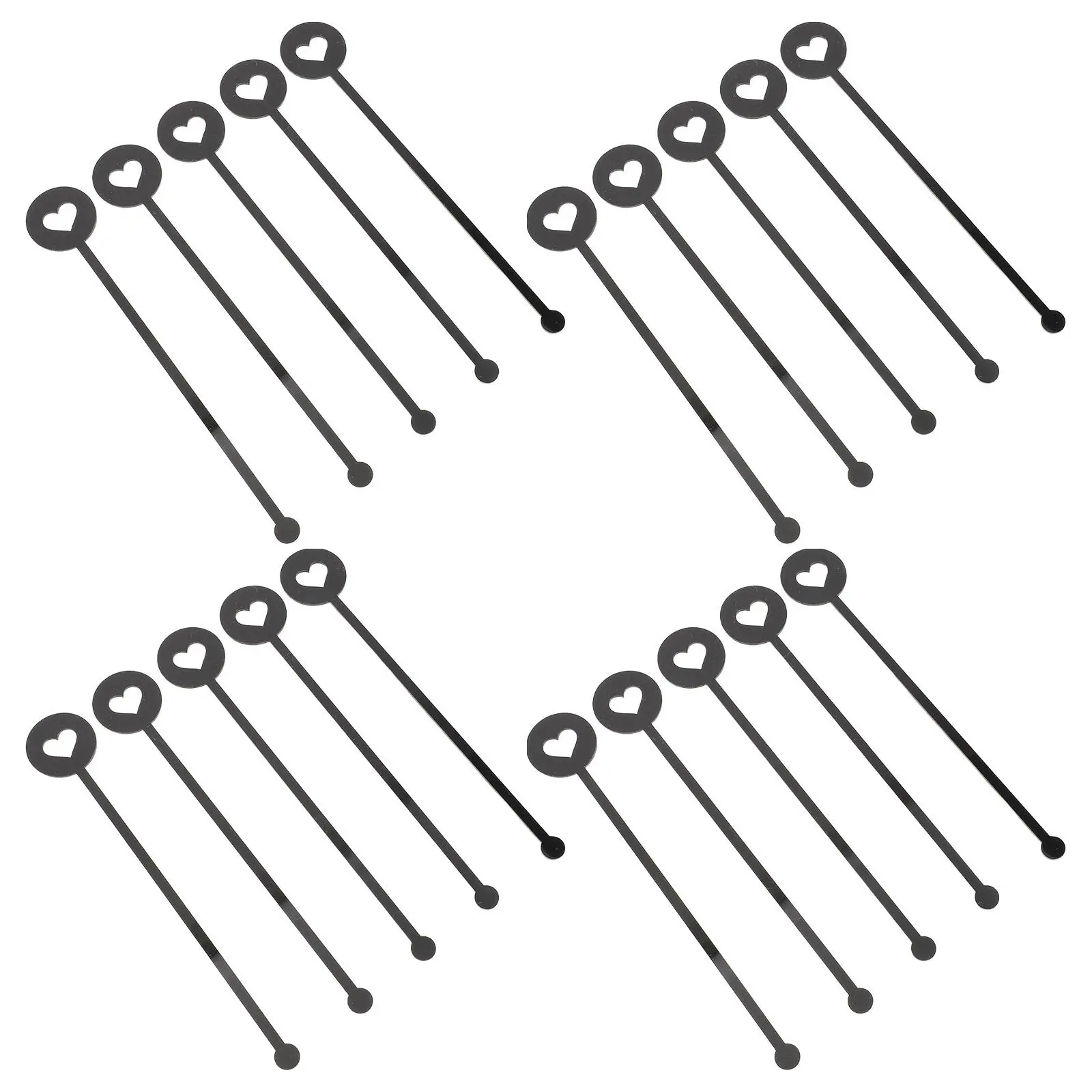 20Pcs Acrylic Swizzle Sticks Heart Shape Hollow Design Reusable Beverage Stirrers for Cocktail Tea Juice Whiskey Milk Formula