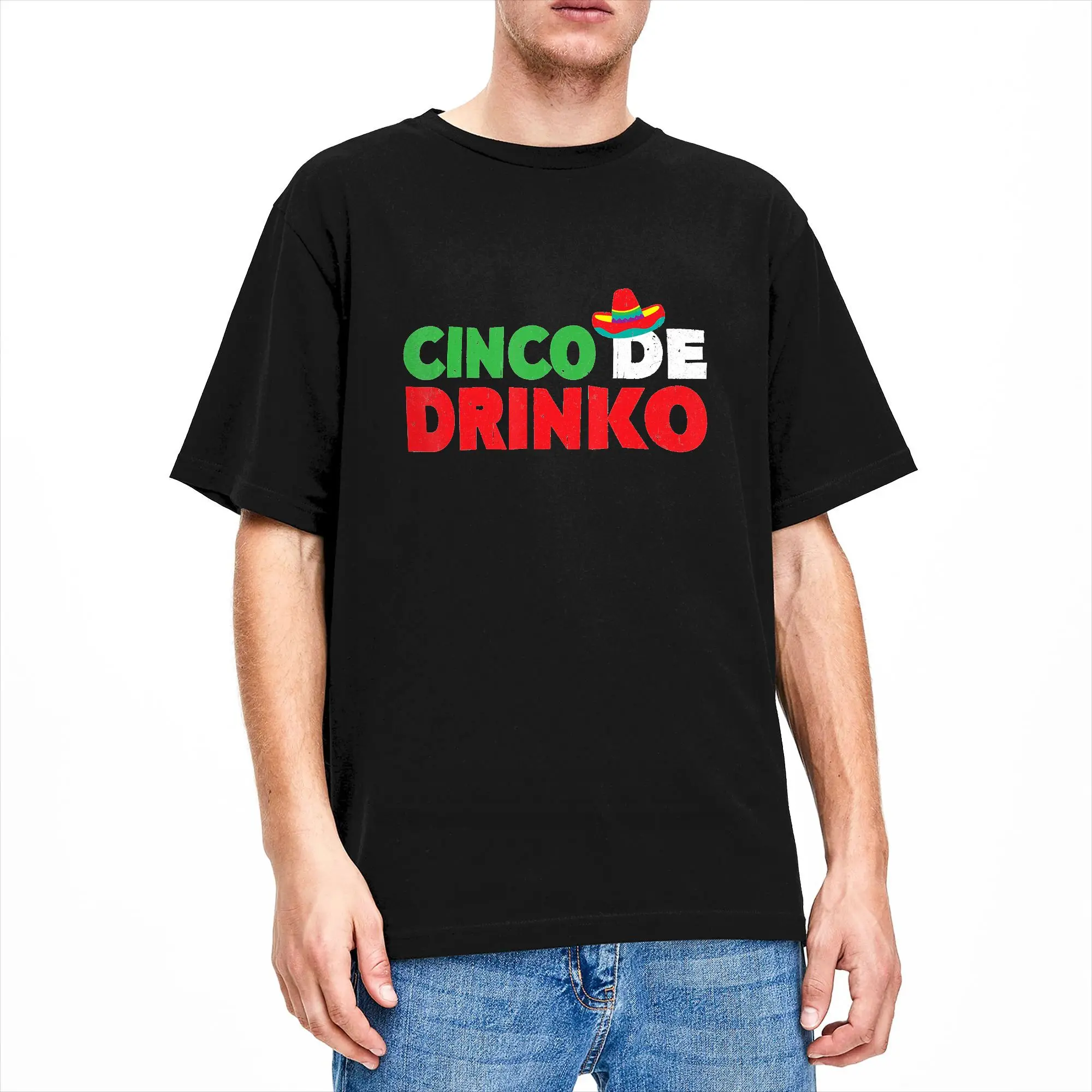 Men's Cinco De Drinko  Mayo Party T Shirts  Cotton Clothes Summer Y2K Fun Short-Sleeve T-Shirt O Neck Harajuku Design Tee Shirt