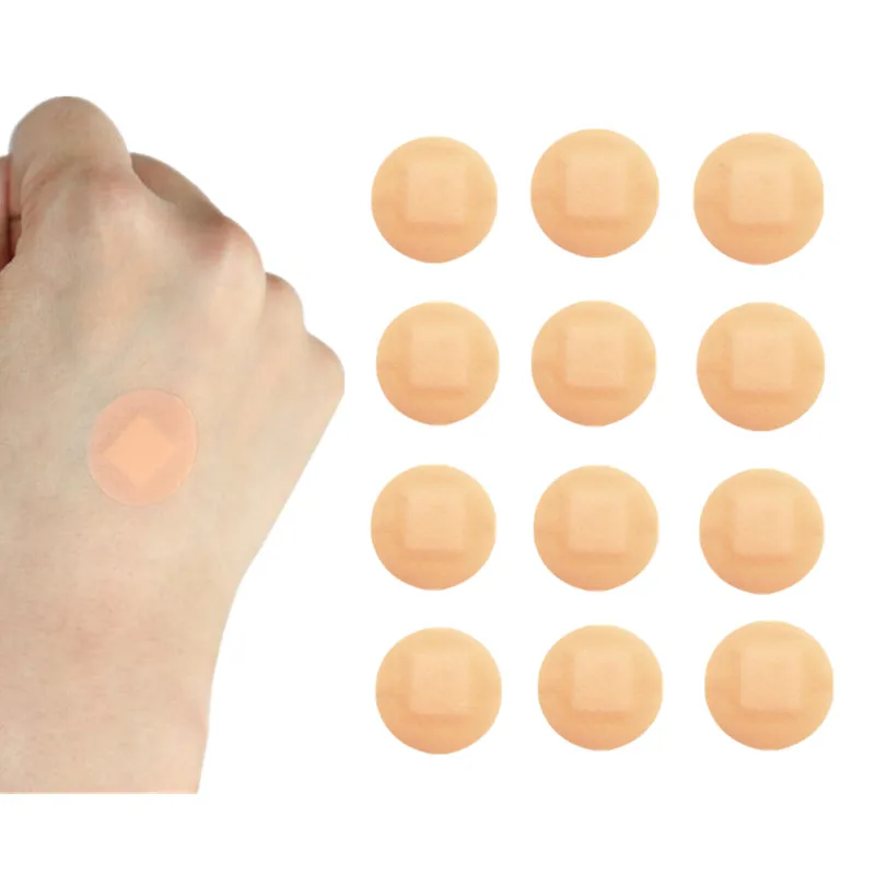 100 sztuk/zestaw Mini okrągły plaster kolor skóry opatrunek na rany plaster oddychająca wodoodporna taśma samoprzylepna