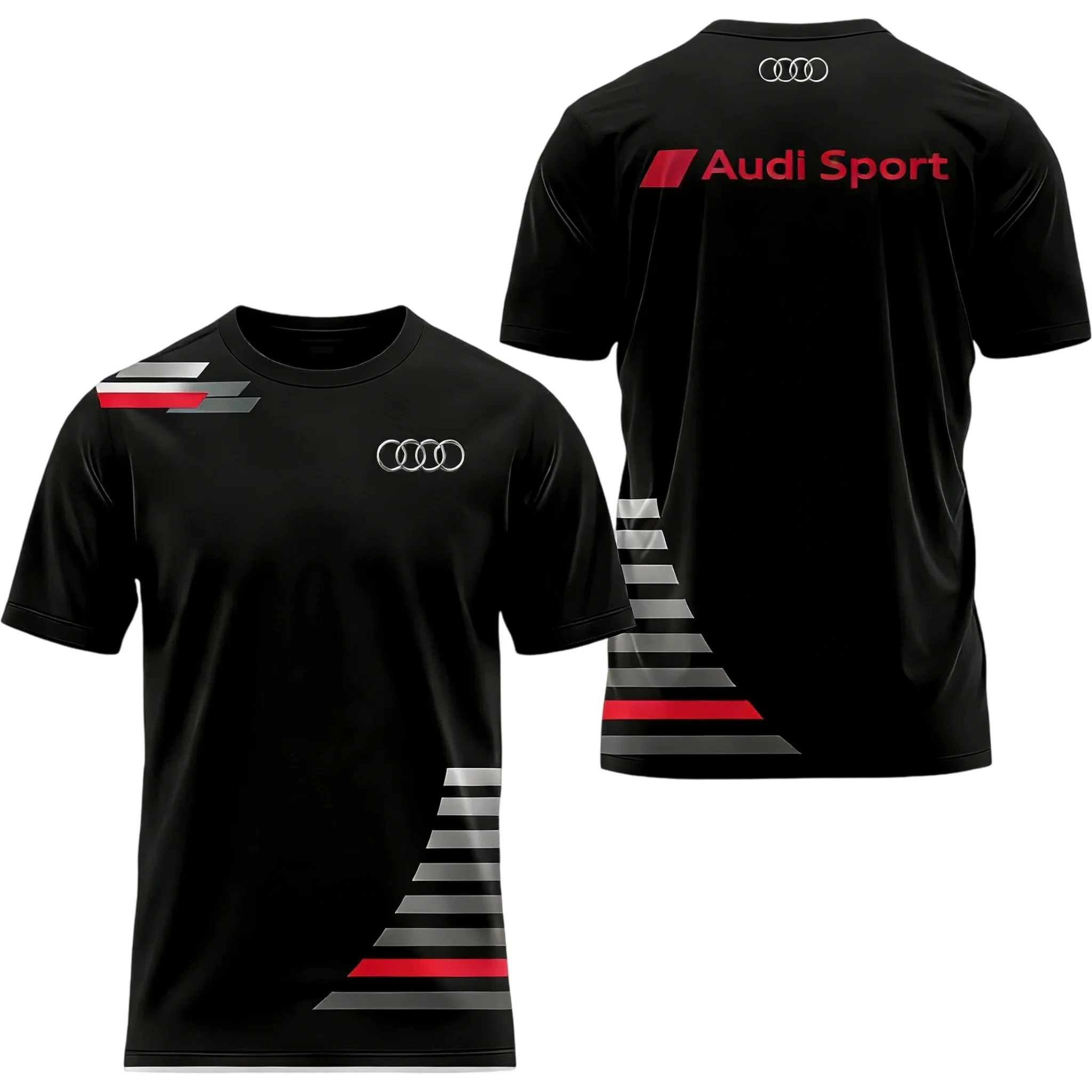 Men's Summer 2026 Best-Selling Audi Logo 3D Printed T-Shirt Comfortable Moisture-Wicking Quick-Drying Short-Sleeved Trendy Top