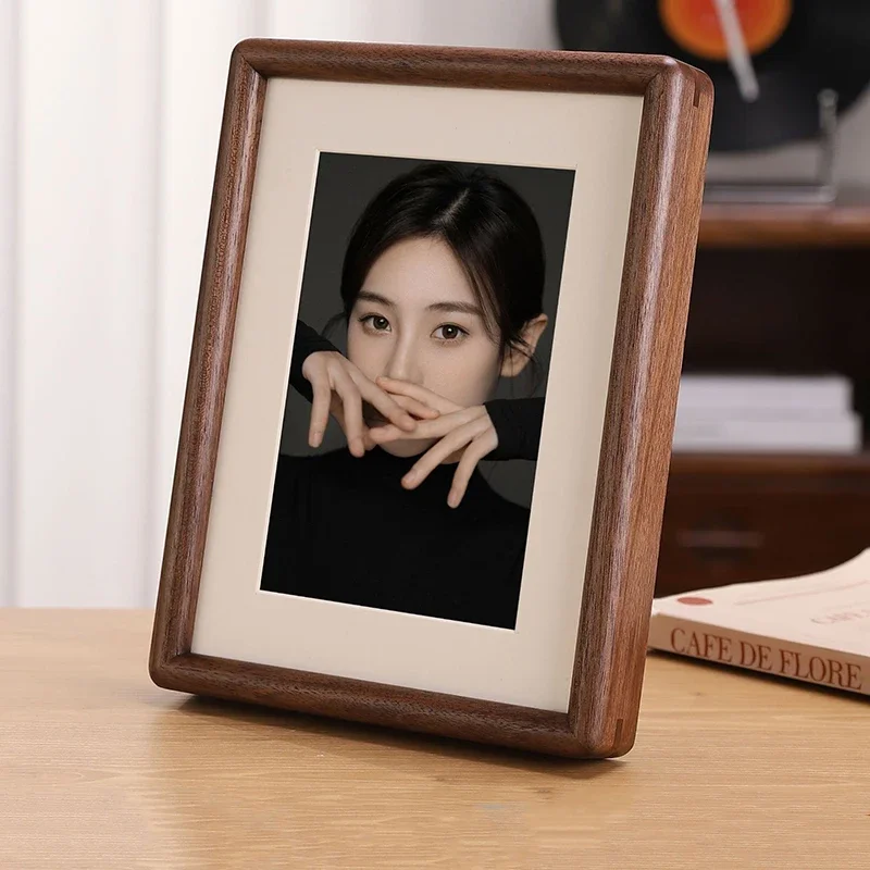 Premium Solid Wood Picture Frame 6 8 A4-Inch Desktop Display, Handcrafted Rounded Corners, Walnut Empty Photo Frame Home Decor