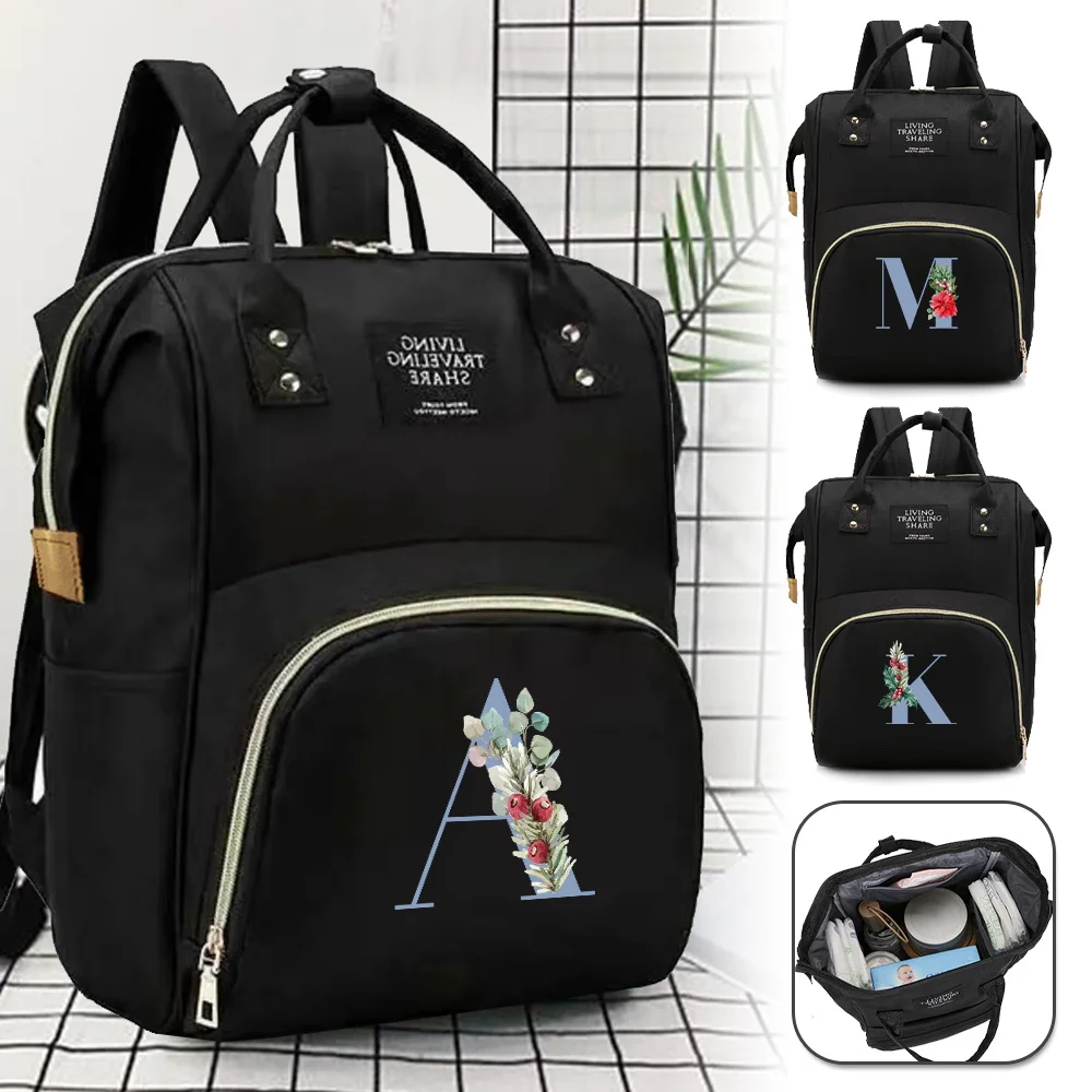Baby Nursing Bags Mummy Large Capacity Bag Diaper Bag Backpack Mommy Backpack Organizer Blue Letter Series Traveling Accessories