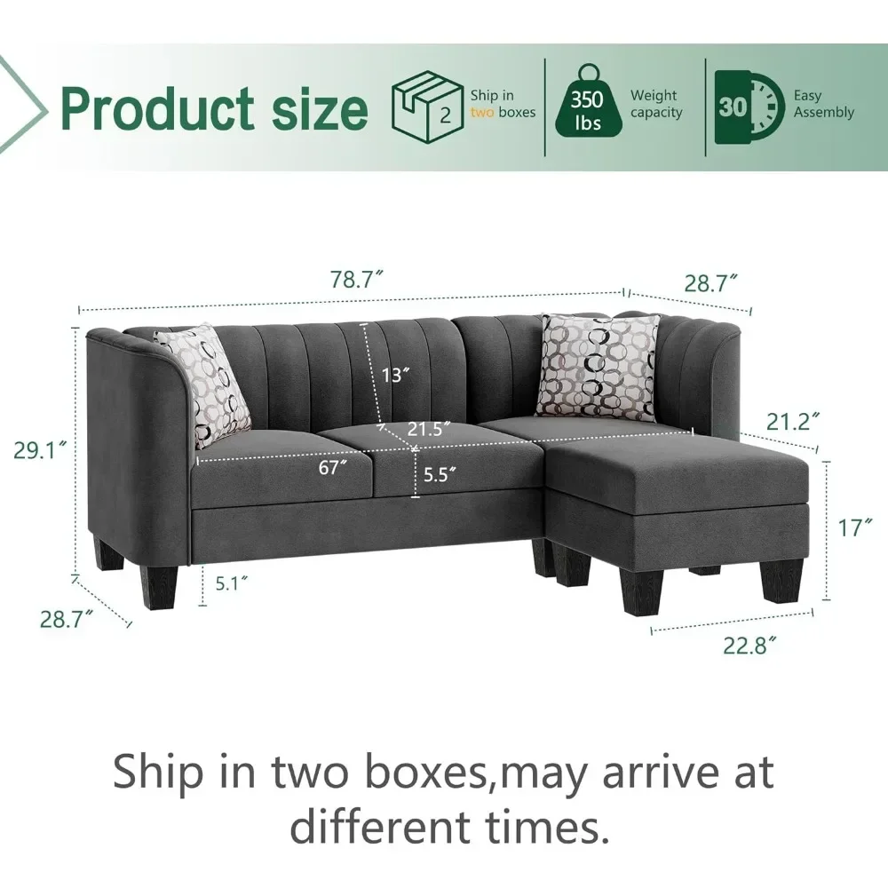 Factory Direct 2026 Modern Living Room Sofa L-shaped Convertible Modular Sofa Bed With High ArmrestsLinen