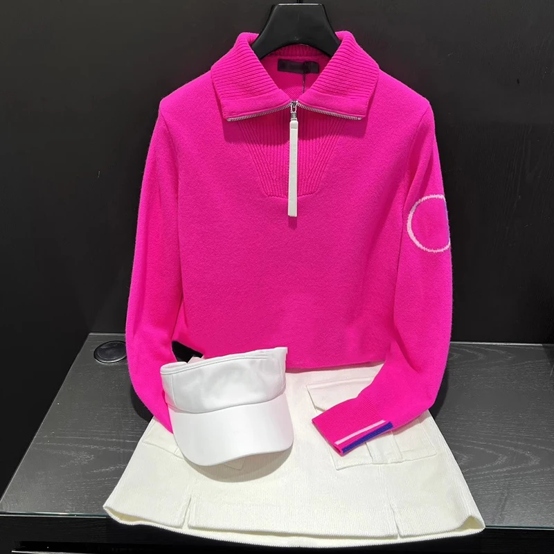 Зимняя рубашка для гольфа 2025 г., женский кашемировый свитер с воротником на молнии и длинными рукавами, утепленный теплый свитер для гольфа в стиле вестерн