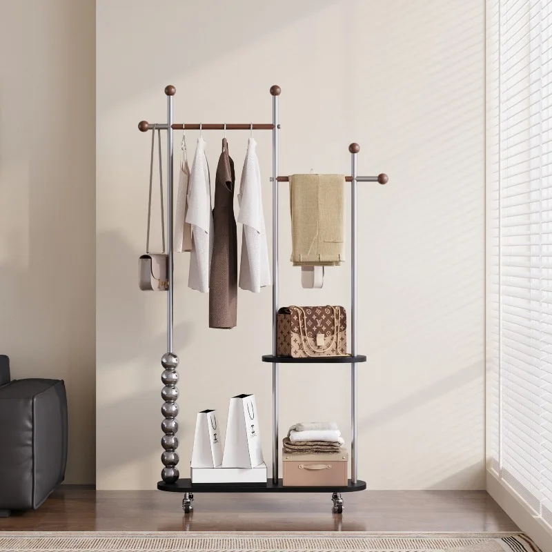 

Wooden Bedroom Interior Coat Rack With Wheels Standing Hanging Coat Rack Floor Entrance Percheros De Pared Organizer Furniture