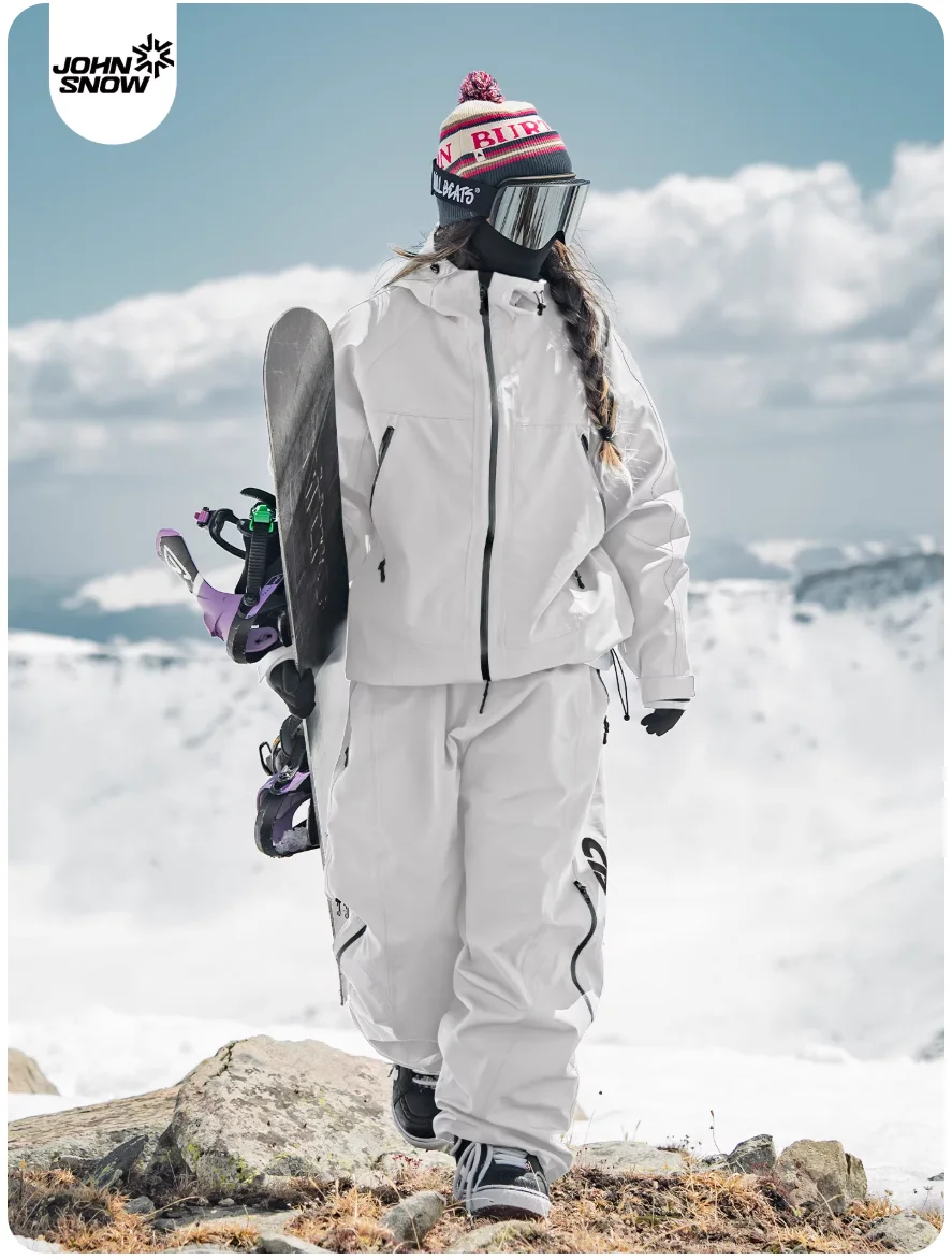 John Snow 2025 Giacca e pantaloni da sci stile americano Cappotto da snowboard termico impermeabile unisex Vestibilità ampia Sport invernali per uomo Donna