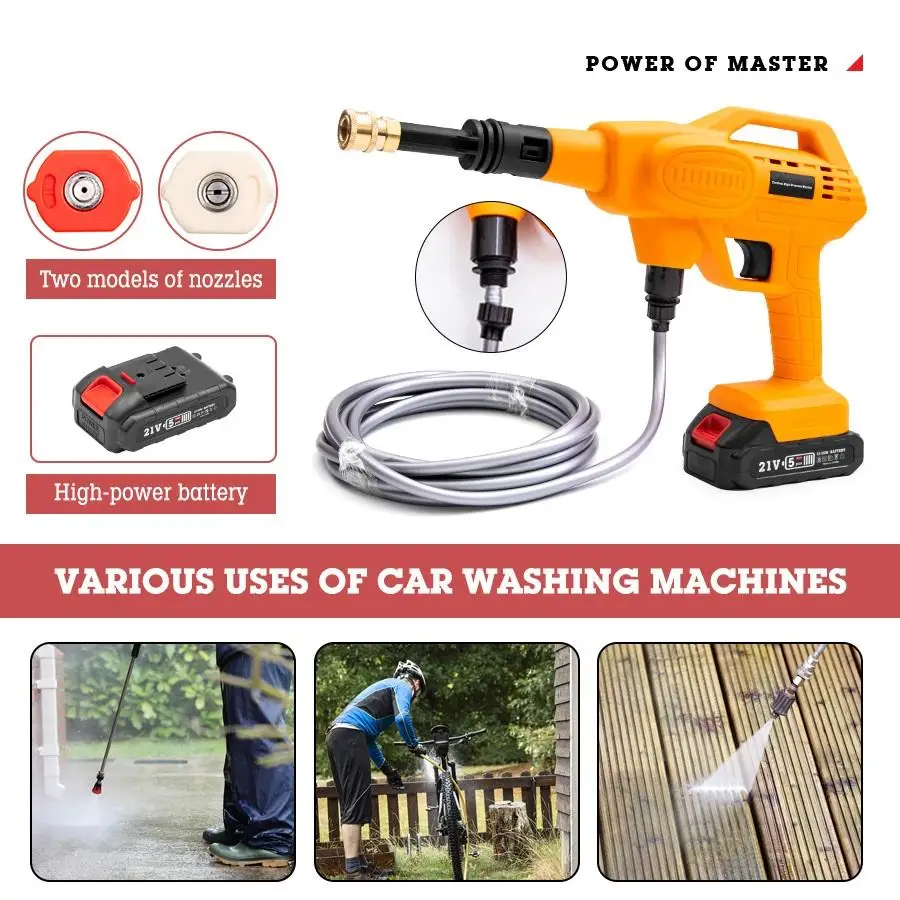 Electric Car Wash Gun Washer High Pressure Power Cleaner Spray For Auto Home Garden Cleaning Portable Car Washing Machine