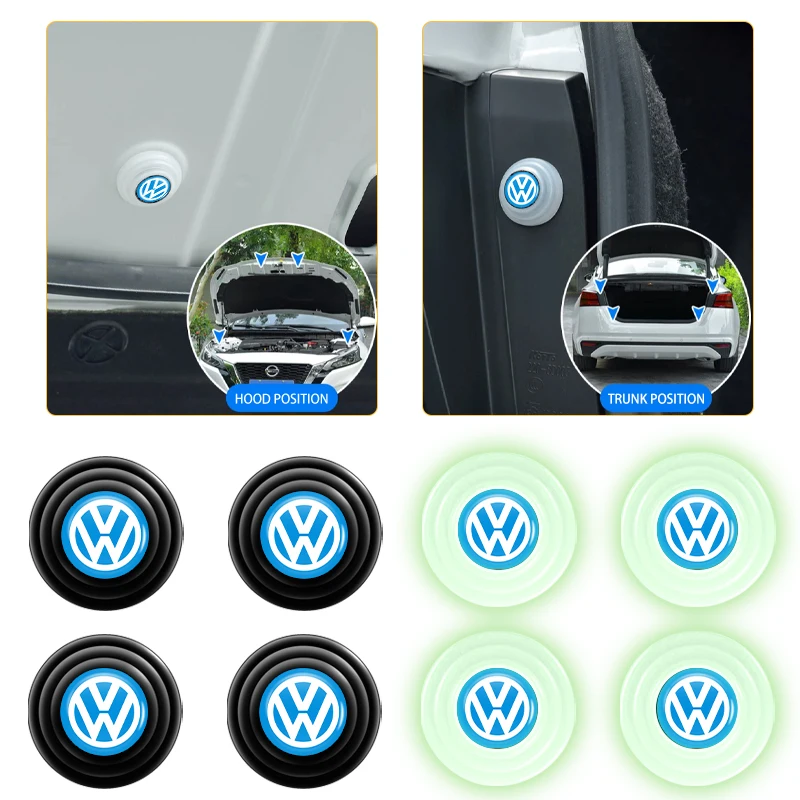 Car Door Shock Absorber Mats Silicone Luminous Soundproof Stickers Buffer For Volkswagen VW Jetta Golf GTI MK2 MK4 MK5 MK6 MK7