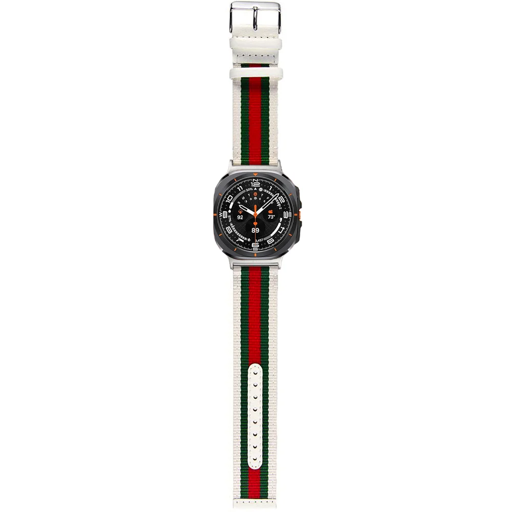 Pelle di tela per Samsung Galaxy Watch 7 Ultra 47mm Uomo Donna Cinturino Braccialetti sportivi Cinturino in nylon morbido di tela