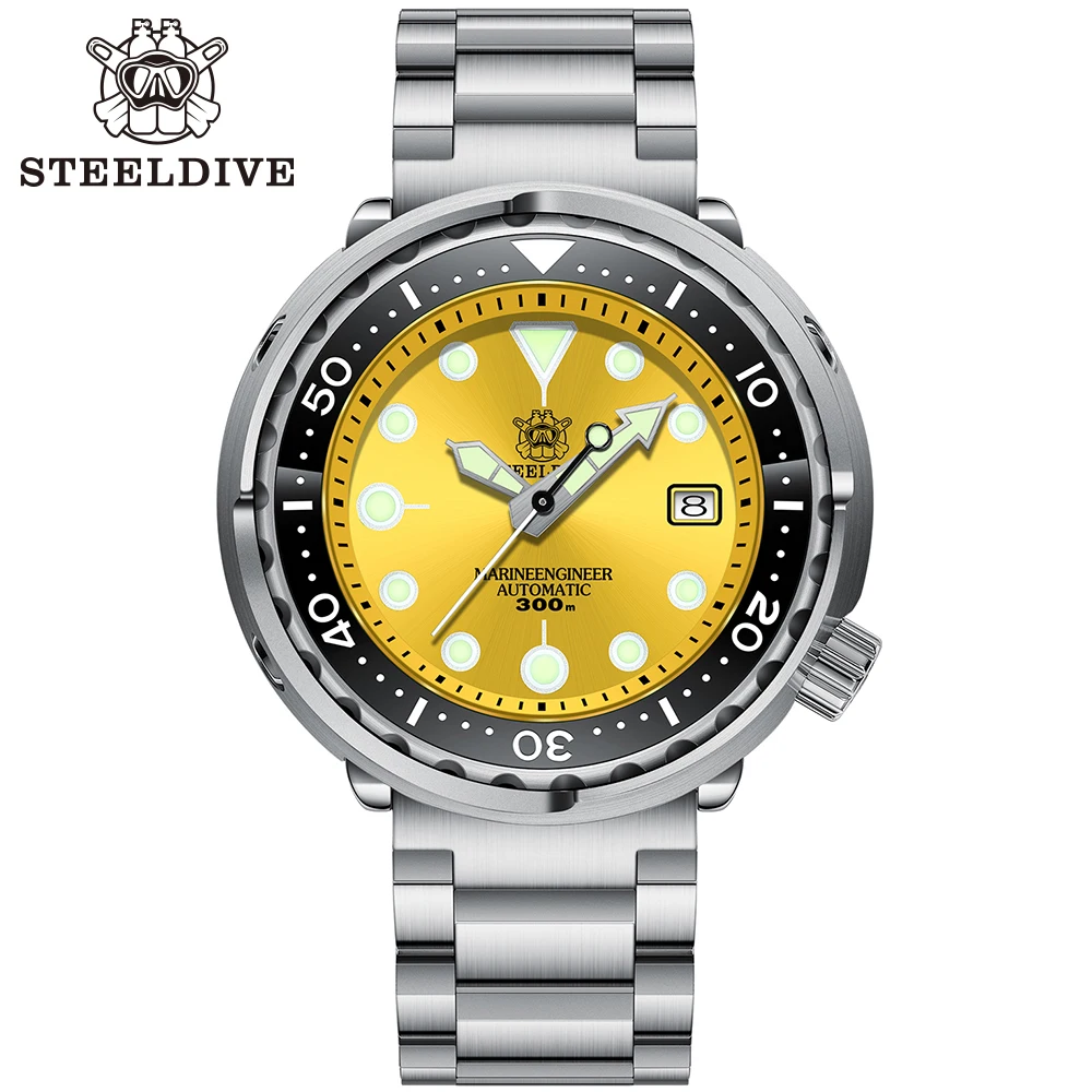 STEELDIVE Official SD1975 Fashion Tuna Watch Automatic Dive Stainless Steel 300m Water Resistant Ceramic Bezel Sport Wristwatch