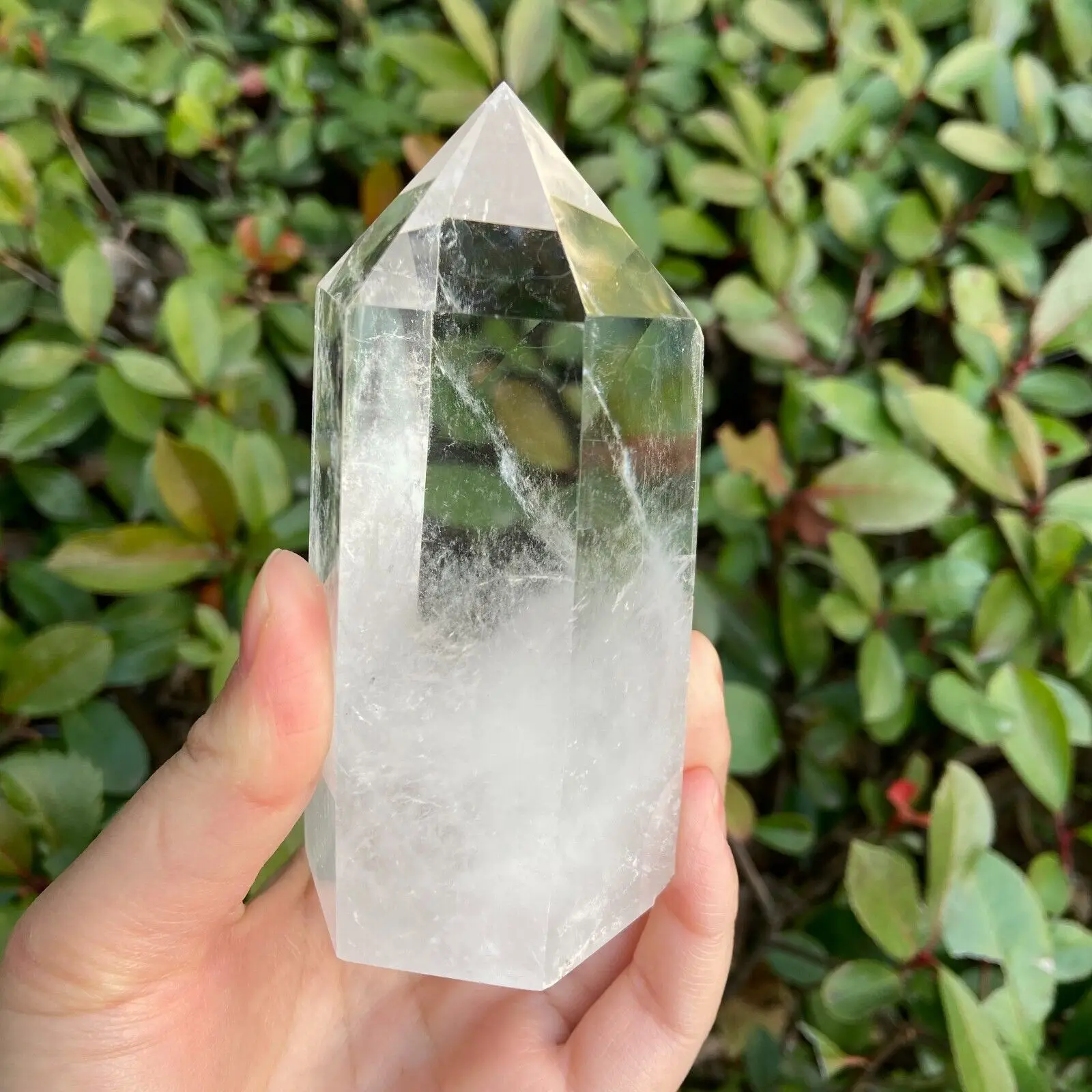 Natural Clear Quartz Obelisk White Crystal Wand Point Healing Tower