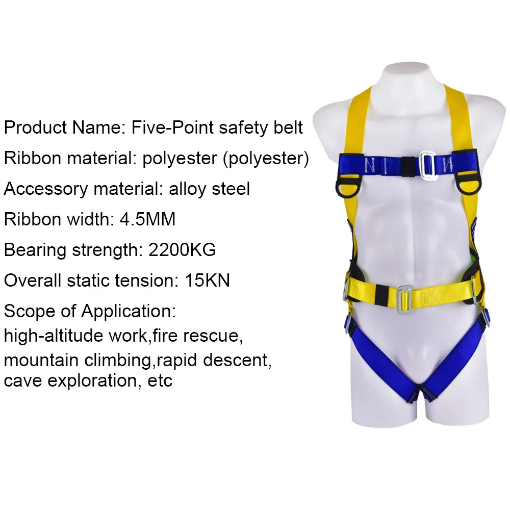 Five Point Full Body Safety Belt High-altitude Work Harness Outdoor Rock Climbing Electrician Protection Fall Arrest Safety Belt