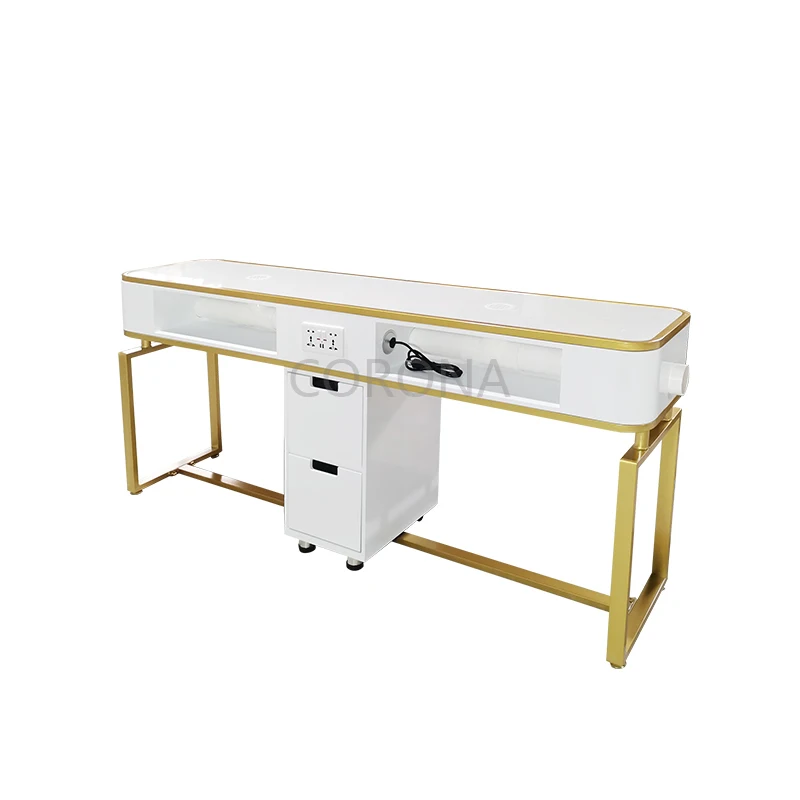 Professional Beauty Salon Furniture Modern Double Nail Tech Table Manicure