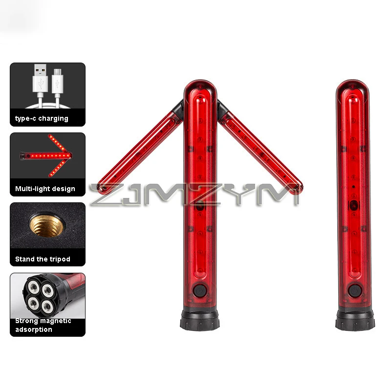 1PC Foldable Safety Arrow Bar Light Magnetic Stand Beacon Warning Signal SOS Lamps USB Flashlight LED Emergency Lighting 경광등 자석