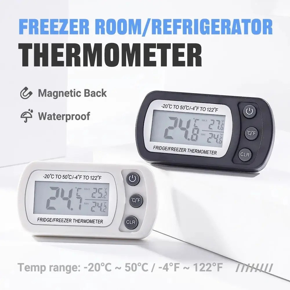Large LCD Display Waterproof Freezer Room Thermometer with Magnetic Back & Hook, Ideal for Kitchen, Home, and Restaurant