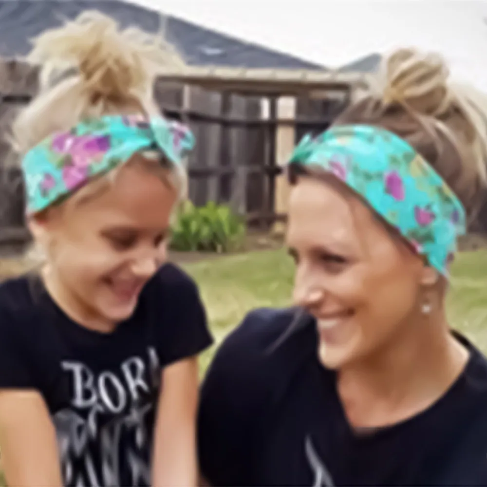 Conjunto de diadema de 2 piezas para mamá y bebé, diadema informal con lazo para recién nacidos, diadema elástica Vintage, banda para el pelo de Yoga, tocado para padres e hijos