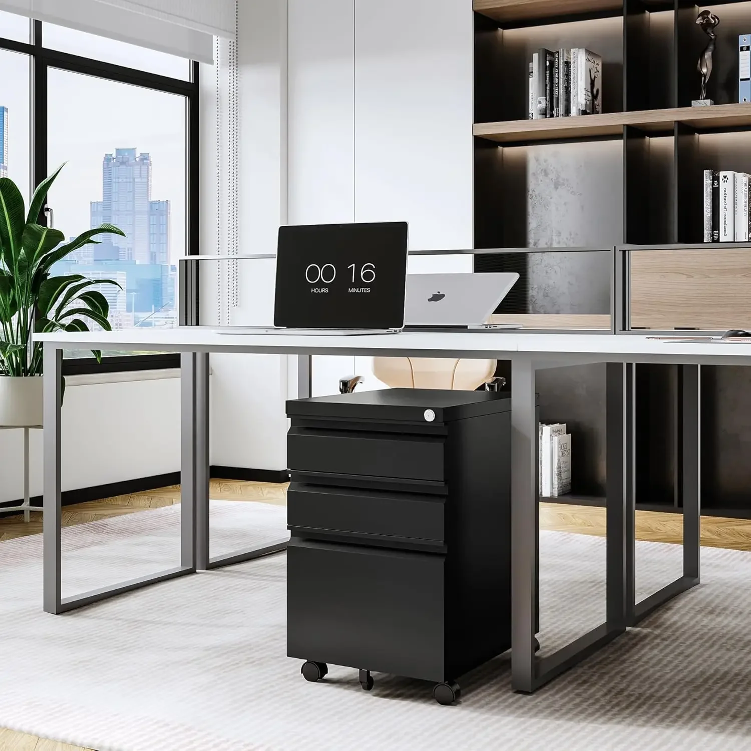 3 Drawer Mobile File Cabinet with Lock, Under Desk Metal Rolling Filing Cabinets for Home Office Organizer Letters/Legal/A4