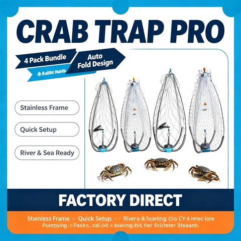2 PCS Foldable Sea Fishing Crab Trap Collapsible Easy Storage for Catching Crabs Shrimp Lobster in Salt & Fresh Water