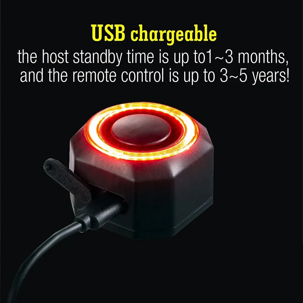 110 DB Bicycle Alarm Rechargeable Remote Control Motorcycle Alarm Vibration Intrusion Detector Waterproof Wireless Vehicle Alarm