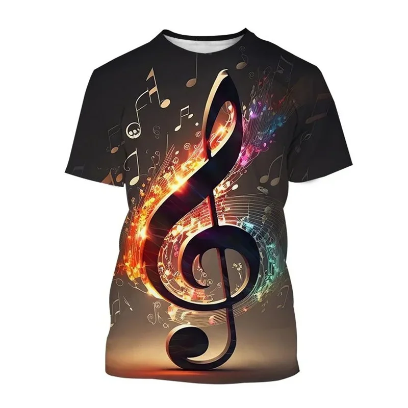 New 3D Music Note Printed T Shirt Children Fashion Streetwear Short Sleeves Funny Harajuku T-shirts For Men Hip Hop Clothing Tee