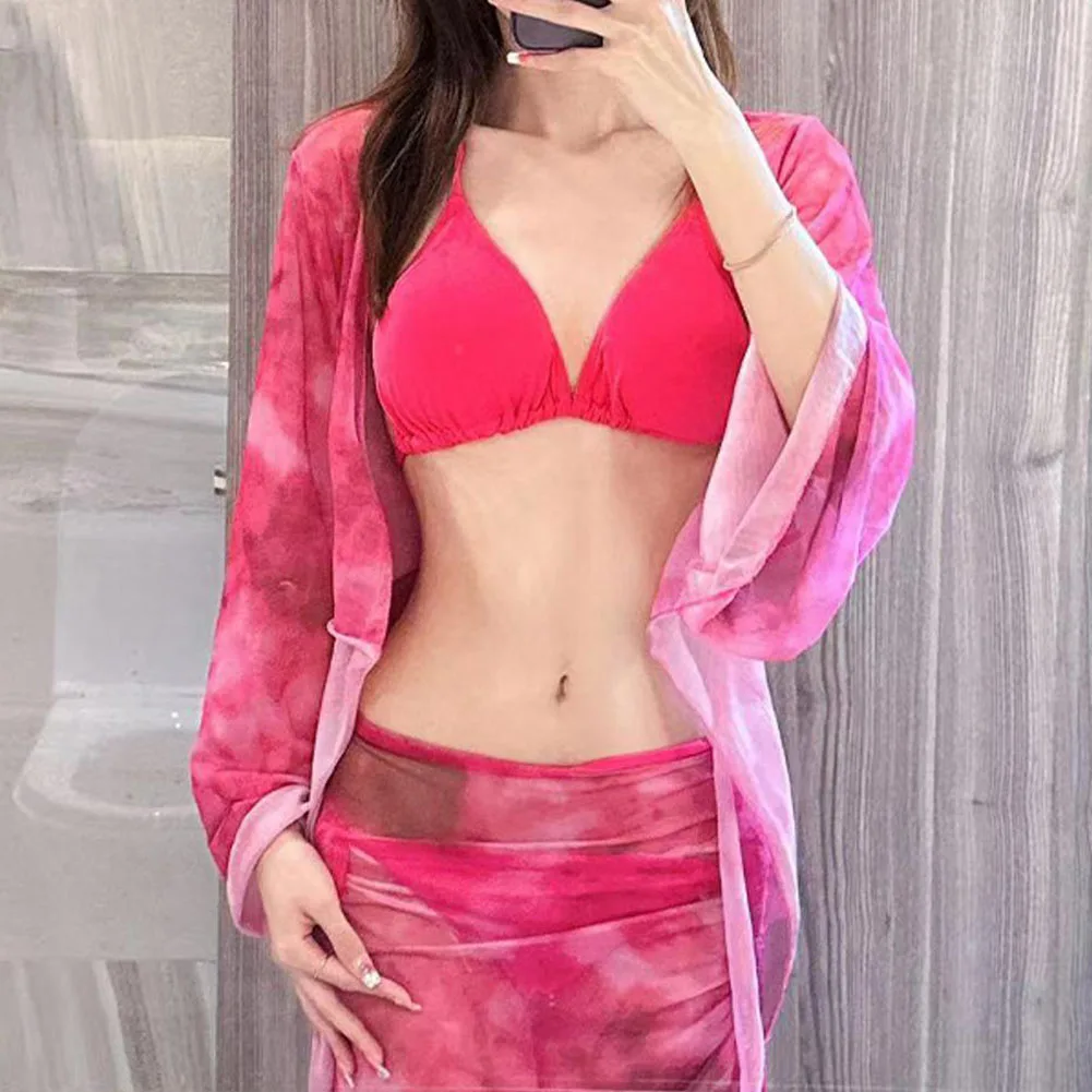 Ladies Trendy Four Piece Bathing Suit Set with Resort Split Design and Inner Wear Components for Comfortable Wear in Any Season