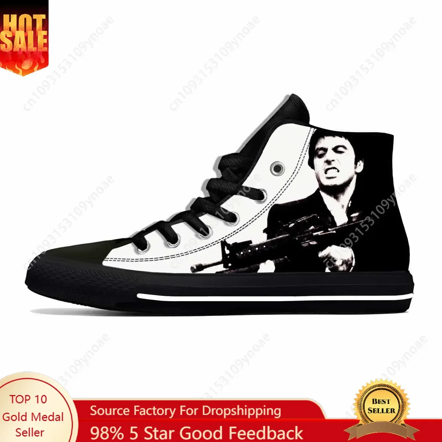Hot Scarface Tony Montana Movie Anime Cartoon Casual Shoes High Top Lightweight Summer Board Shoes Breathable Men Women Sneakers