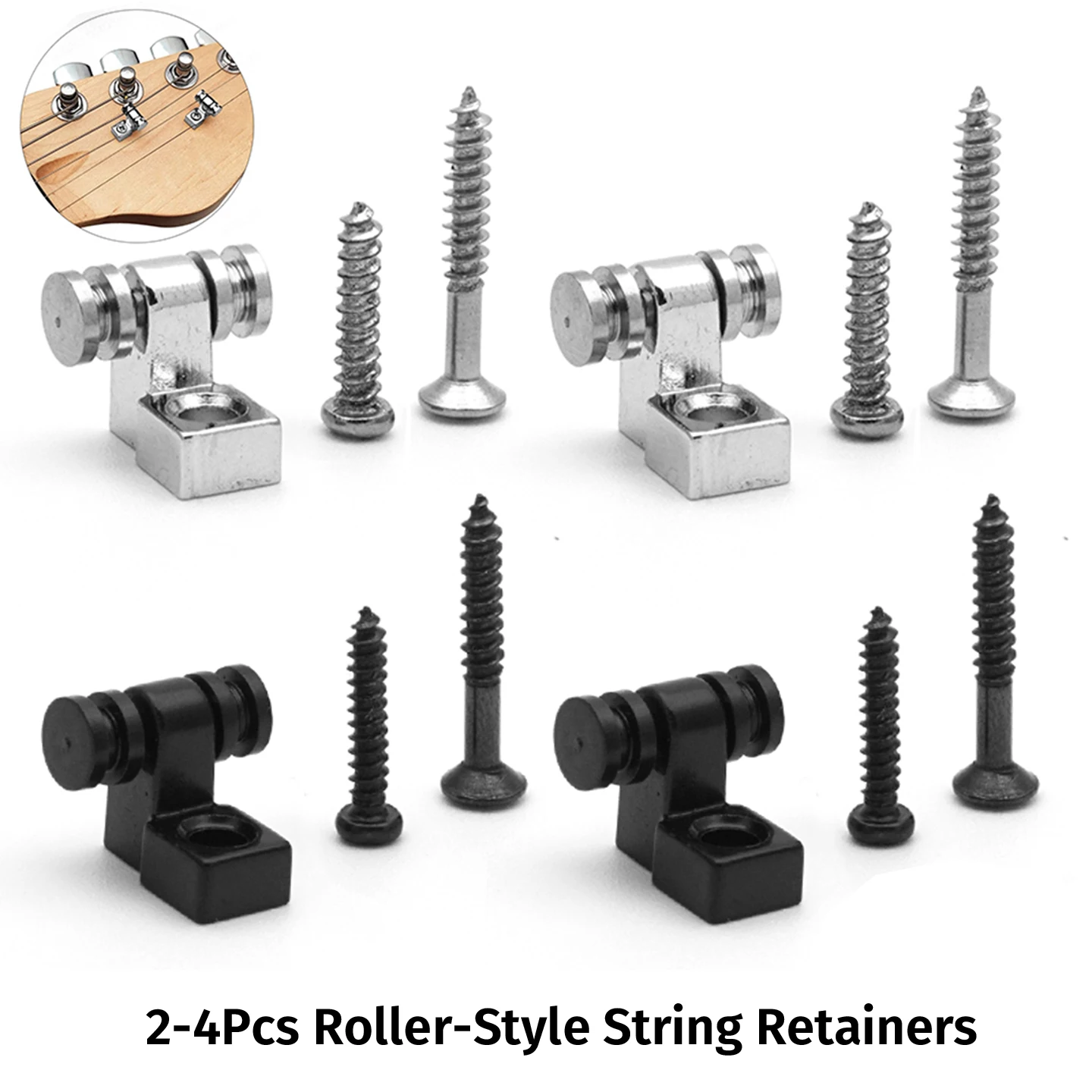 2-4pcs Electric Guitar Roller String Retainers with Two Sizes of Mounting Screws Multiple Colors Available Roller String Tree Re