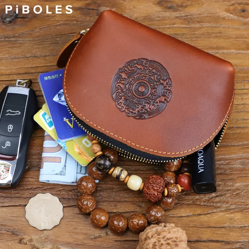 

New Stylish Top Layer Leather Coin Purse, Lightweight And Easy To Carry Key Bag, Multifunctional On-The-Go Item Storage Bag