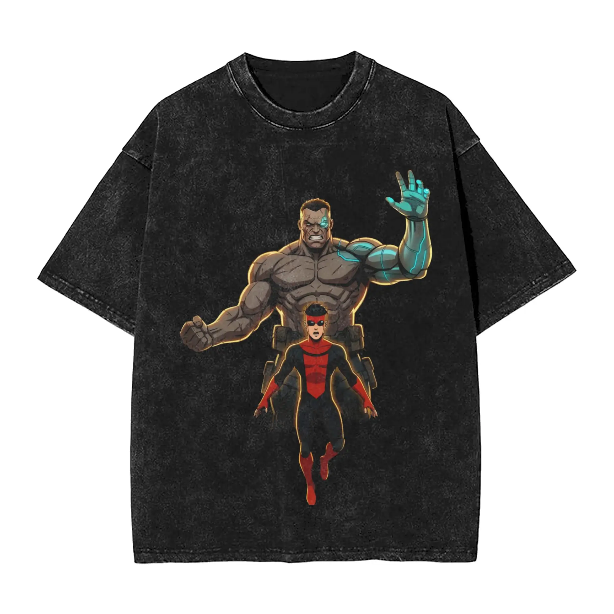 Conquest Vs Oliver Invincibles Men's T Shirts Washed  Casual Tees Short Sleeve Round Collar T-Shirt Pure Cotton Summer Clothes