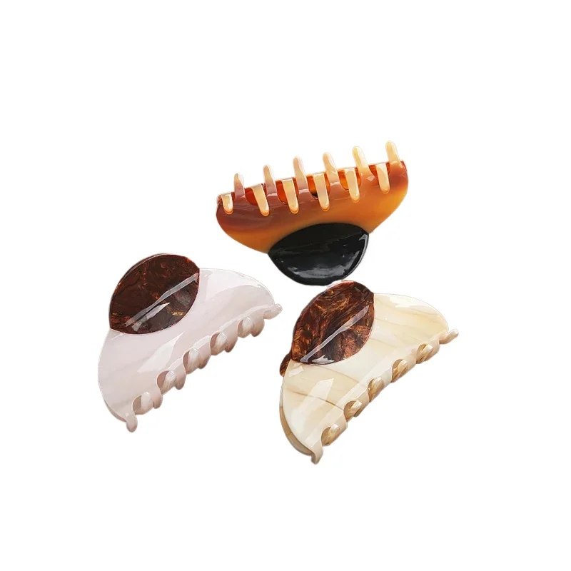 

Gorgeous Korean Hair Accessory - High-Grade Acetate Shark Clip with French Barrette, Strong Grip and Wood Grain Finish