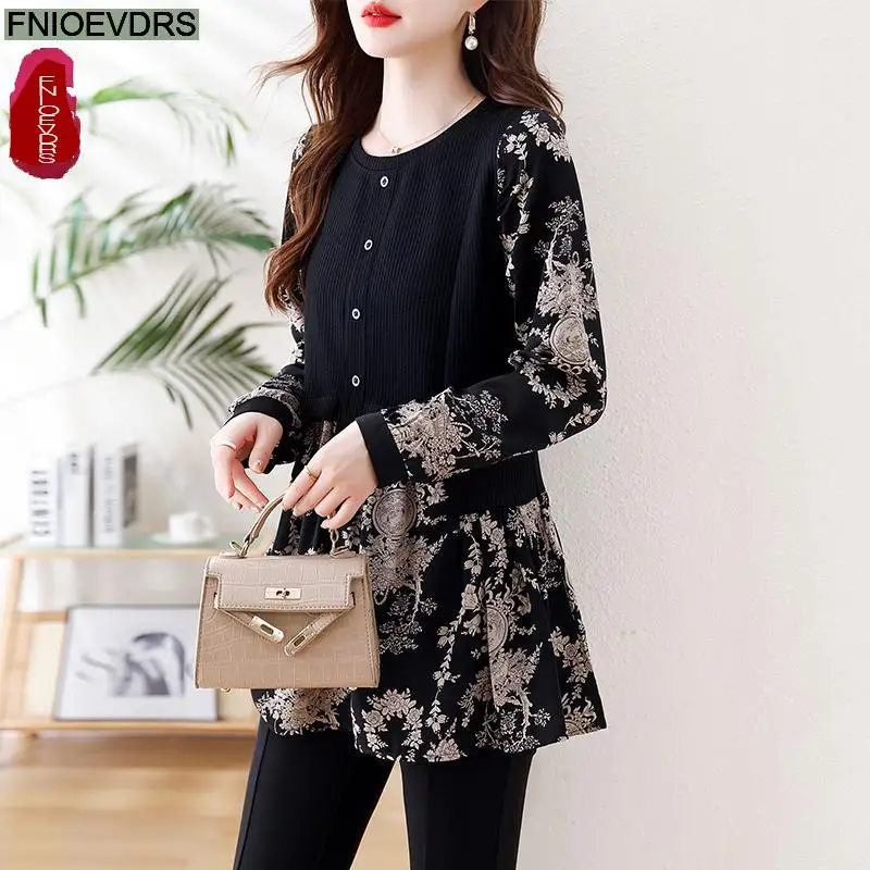 Loose Clothes Women 2024 Autumn Long Elegant Office Lady Floral Shirts Casual Retro Vintage Ruffles Tunic Peplum Tops Blouses