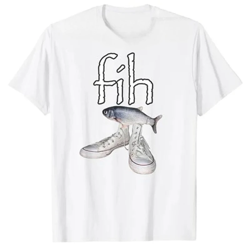 

Fih Shoes Забавная футболка с юмором и правописанием рыбы Рыбак Fih-Calling Y2k Одежда с графическим дизайном Женская модная новинка футболка Y2K