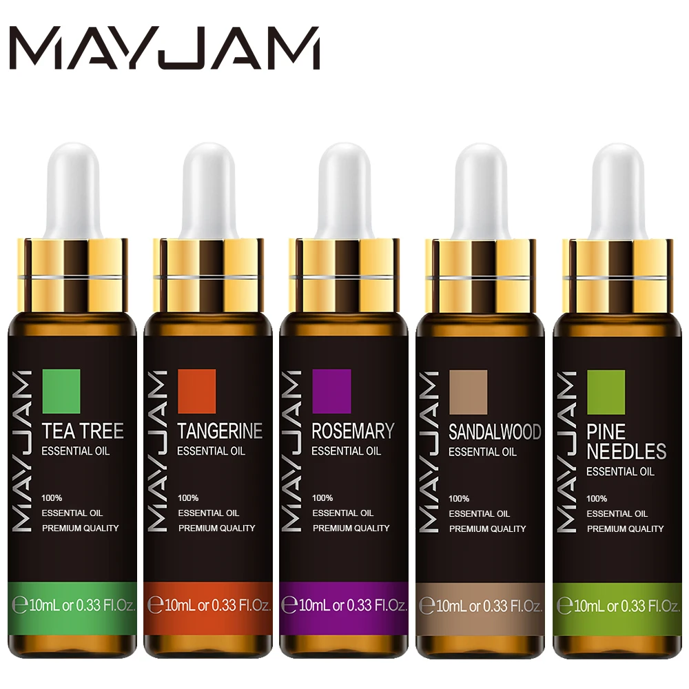 MAYJAM 5 Bottles Essential Oils For Humidifier Skin Care Rose Patchouli Ylang Ylang Lavender Lemon Fragrance Oil