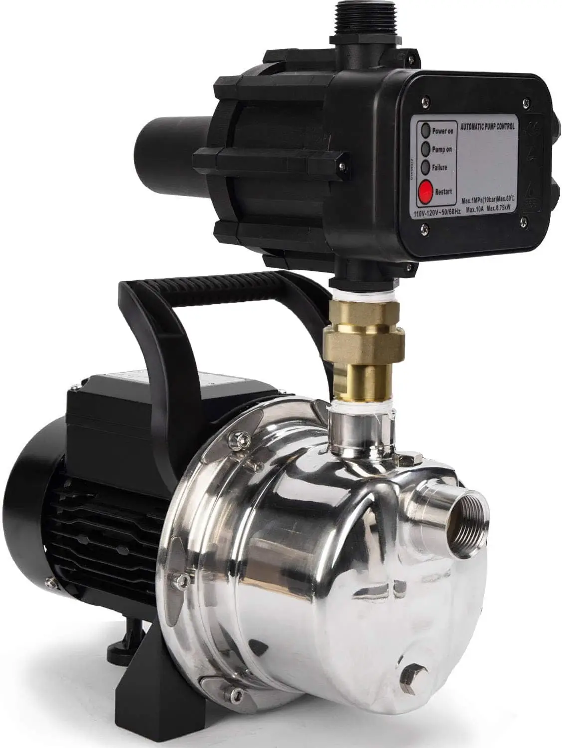 Stainless Steel Water Pressure Booster Pump w/Smart Controller for Tankless Water Supply Pressurization