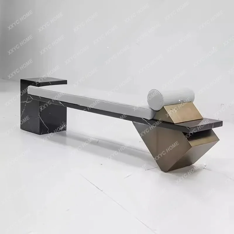 XXsimple solid wood bench design, creative special-shaped hotel bed and breakfast model room bench, furniture